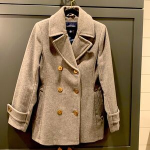 Lands End Gray Wool Peacoat with brass buttons.  Size 10